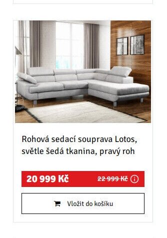 Rohová sedací souprava Lotos, světle šedá tkanina, pravý roh