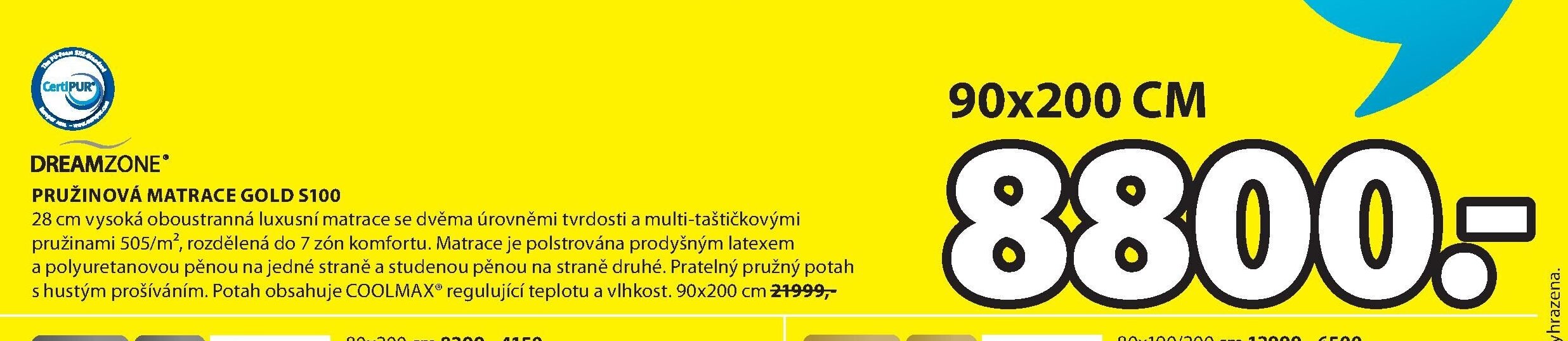 DREAMZONE® Pružinová matrace GOLD S100