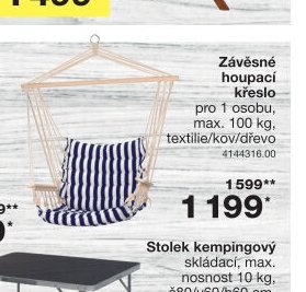 Závěsné houpací křeslo