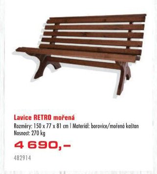 Lavice RETRO mořená