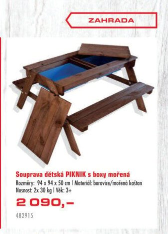Souprava dětská PIKNIK s boxy mořená