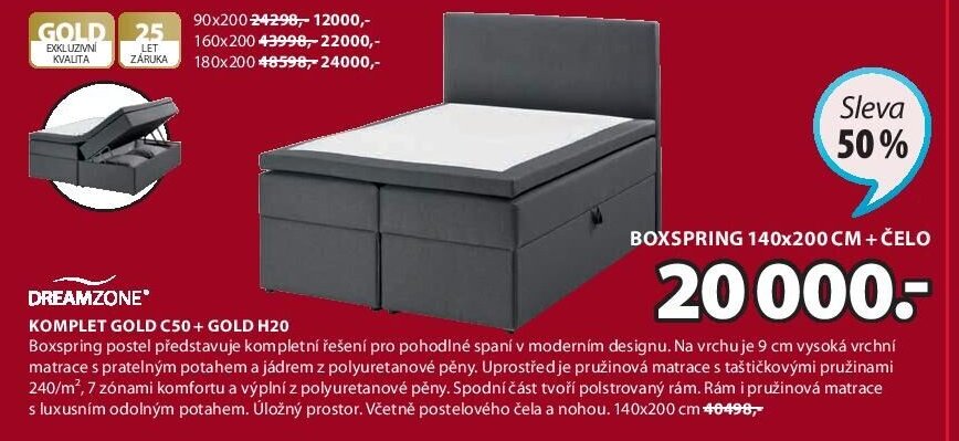 Komplet postel C50 + GOLD H20