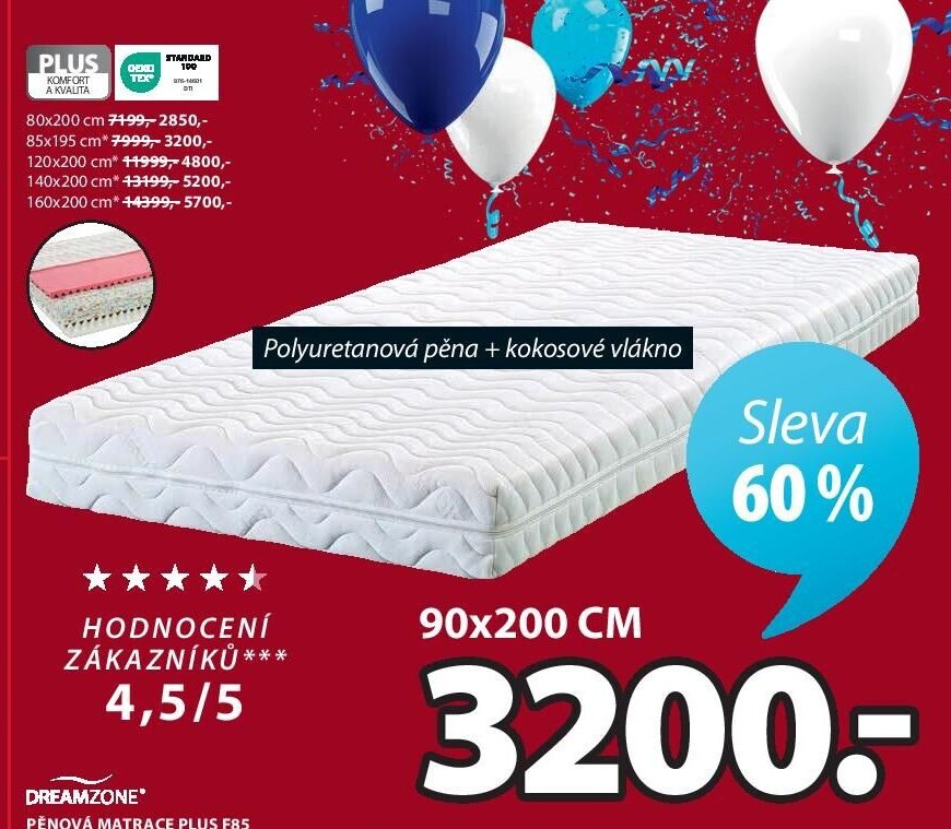 DREAMZONE PĚNOVÁ MATRACE PLUS F85