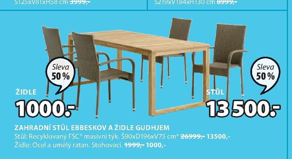 ZAHRADNÍ STŮL EBBESKOV A ŽIDLE GUDHJEM