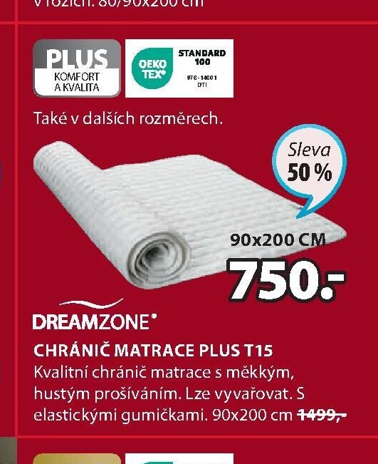 DREAMZONE CHRÁNIČ MATRACE PLUS T15