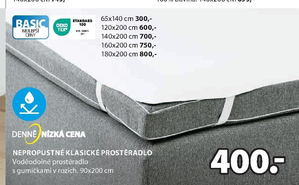 Nepropustné klasické prostěradlo