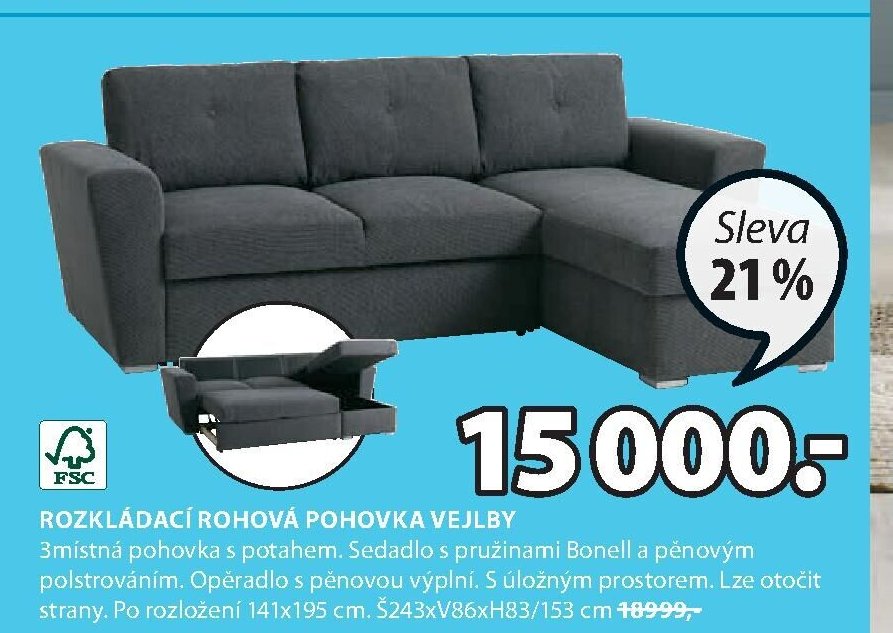 ROZKLÁDACÍ ROHOVÁ POHOVKA VEJLBY