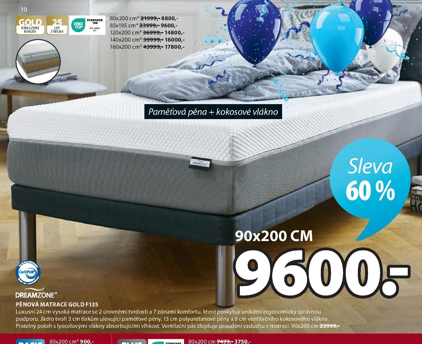 DREAMZONE PĚNOVÁ MATRACE GOLD F135