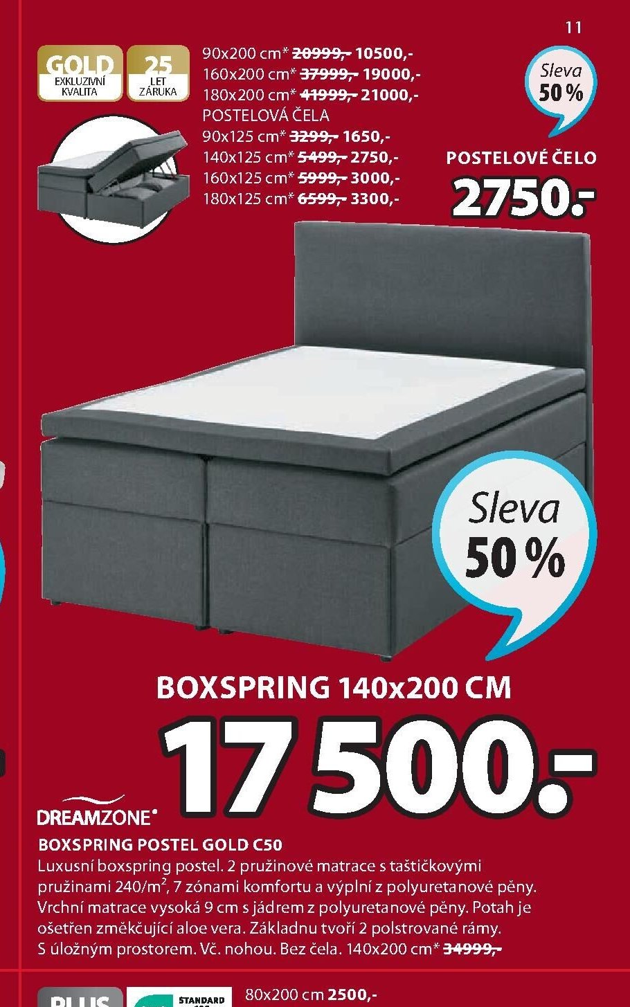 BOXSPRING POSTEL GOLD C50