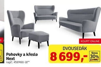 Pohovky a křeslo Next