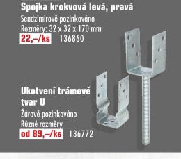 Ukotvení trámové tvar U