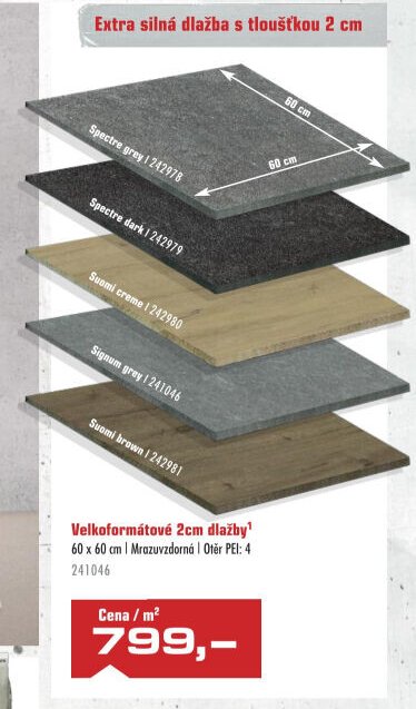 Velkoformátové 2cm dlažby