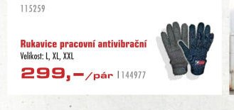Rukavice pracovní antivibrační