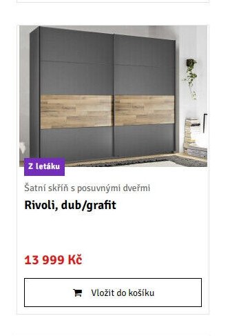 Šatní skříň s posuvnými dveřmi Rivoli, dub/grafit