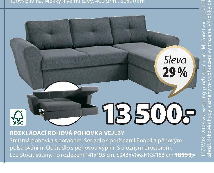 ROZKLÁDACÍ ROHOVÁ POHOVKA VEJLBY