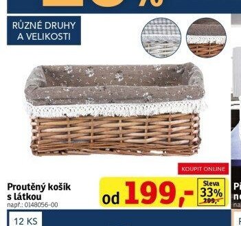 Proutěný košík s látkou