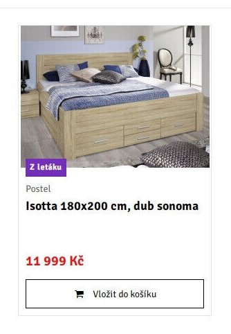 Isotta 180x200 cm, dub sonoma