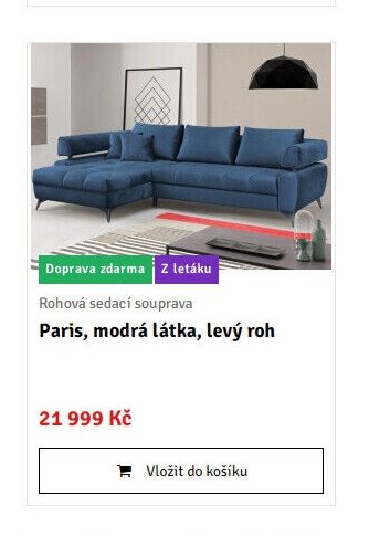 Paris, modrá látka, levý roh