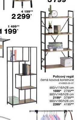 Policový regál černá kovová konstrukce