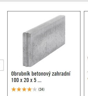 Obrubník betonový zahradní 100 x 20 x 5 cm