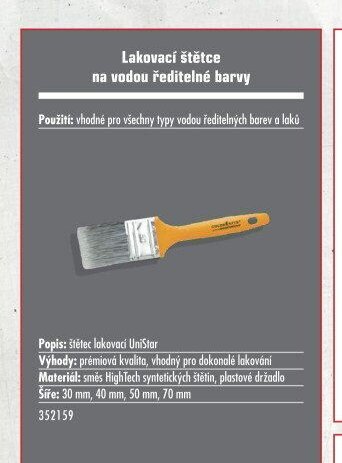 Laková štětec na vodou ředitelné barvy