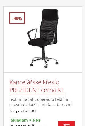 Kancelářské křeslo PREZIDENT černá K1