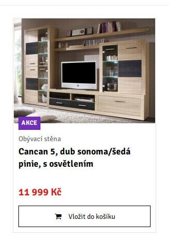 Obývací stěna Cancan 5, dub sonoma/šedá pinie, s osvětlením