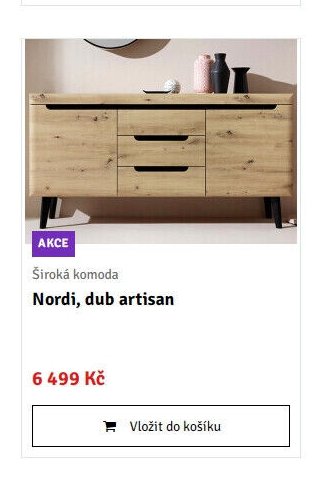 Široká komoda Nordi, dub artisan