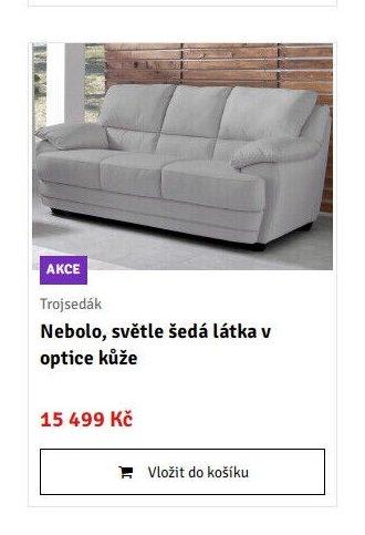 Trojsedák Nebolo, světle šedá látka v optice kůže