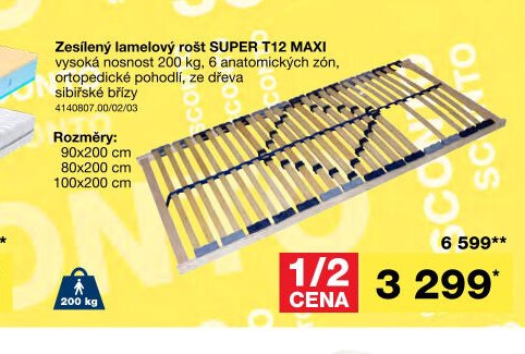 Zesílený lamelový rošt SUPER T12 MAXI