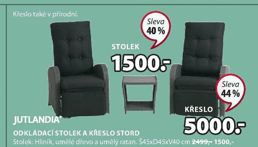 ODKLÁDACÍ STOLEK A KŘESLO STORD