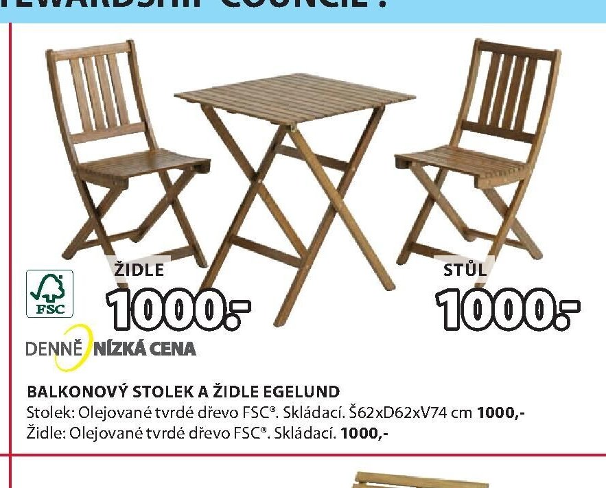 Balkonový stolek a židle Egelund