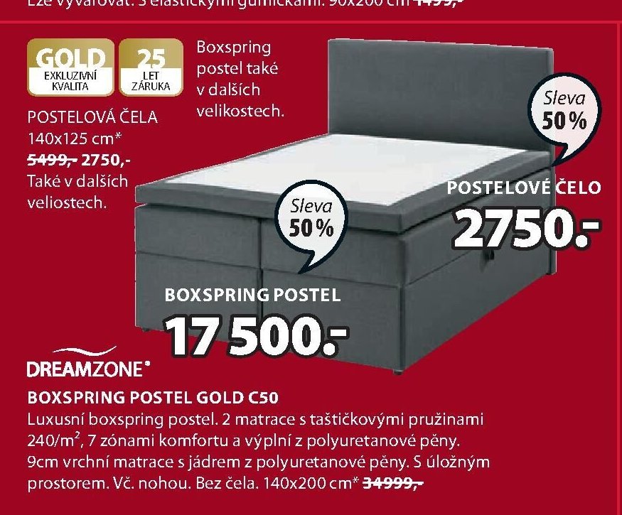 Boxspring postel GOLD C50