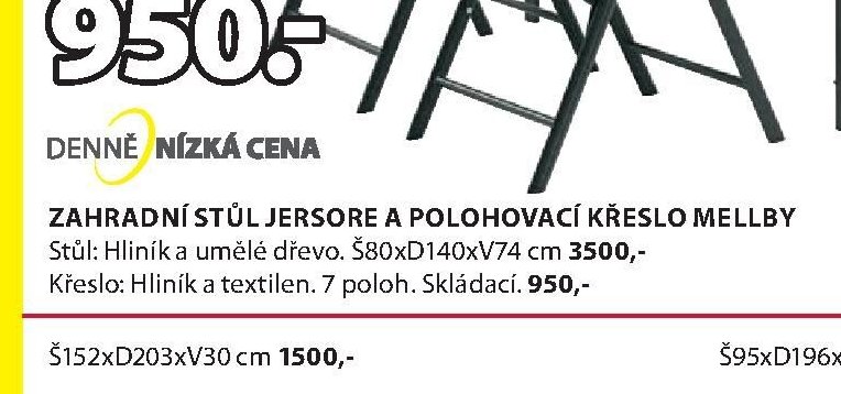 Zahradní stůl Jersore a polohovací křeslo Mellby