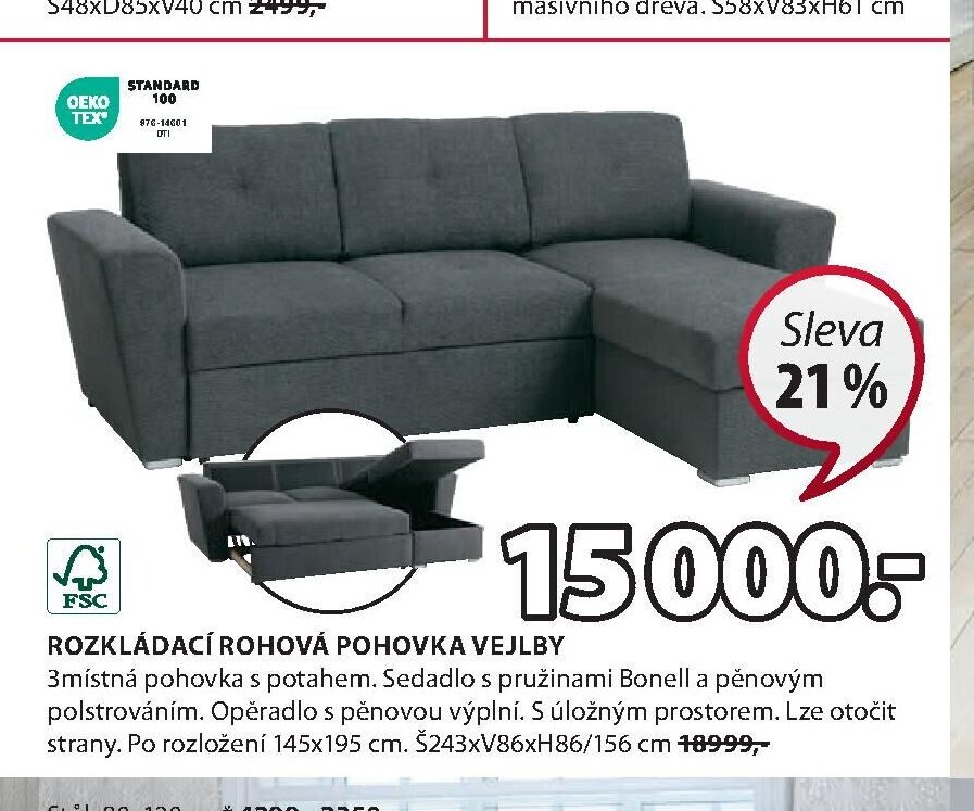 Rozkládací rohová pohovka VEJLBY