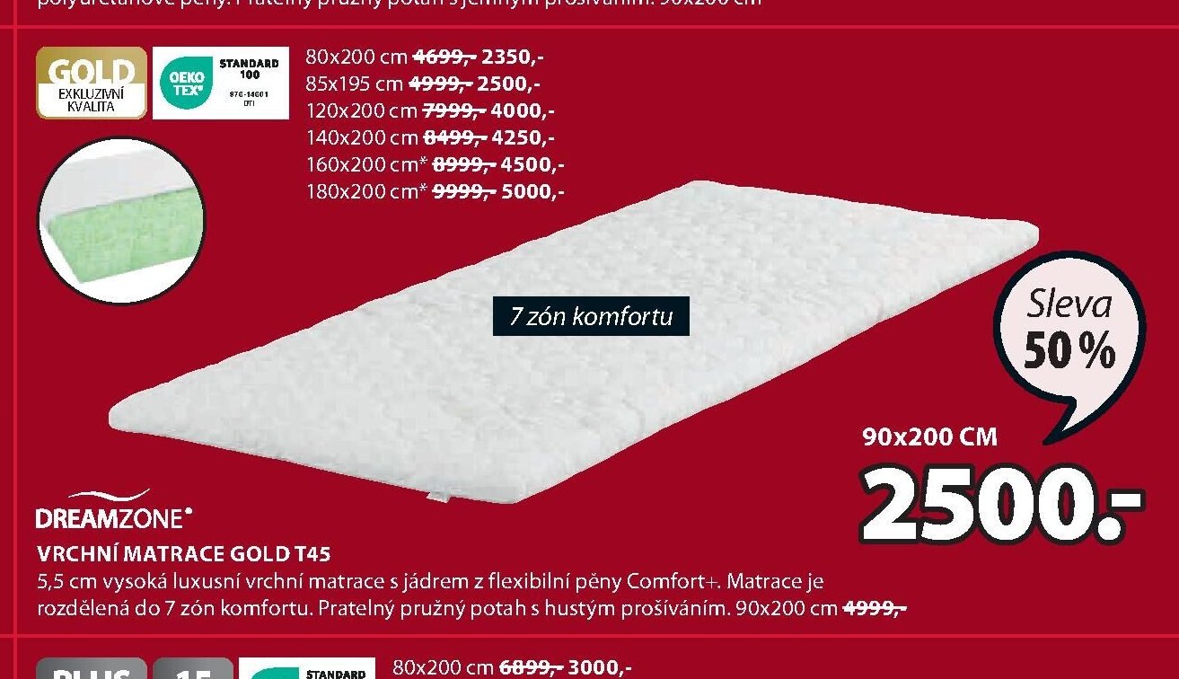Vrchní matrace GOLD T45