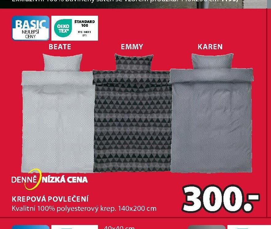 Krepové povlečení Beate, Emmy, Karen