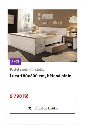 Postel s nočními stolky Luca 180x200 cm, bělená pinie