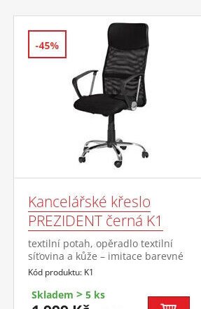 Kancelářské křeslo PREZIDENT černá K1