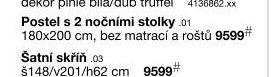 Postel s 2 nočními stolky PARVATI