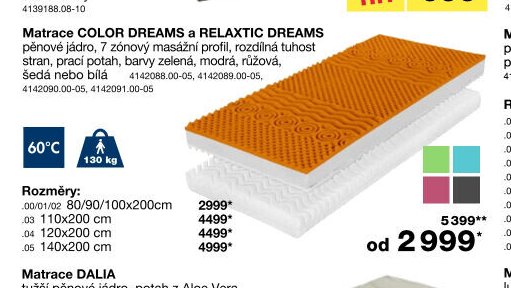 Matrace COLOR DREAMS a RELAXTIC DREAMS