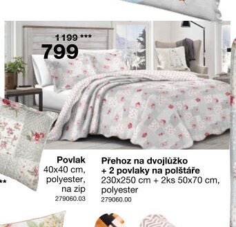 Přehoz na dvojlůžko + 2 povlaky na polštáře