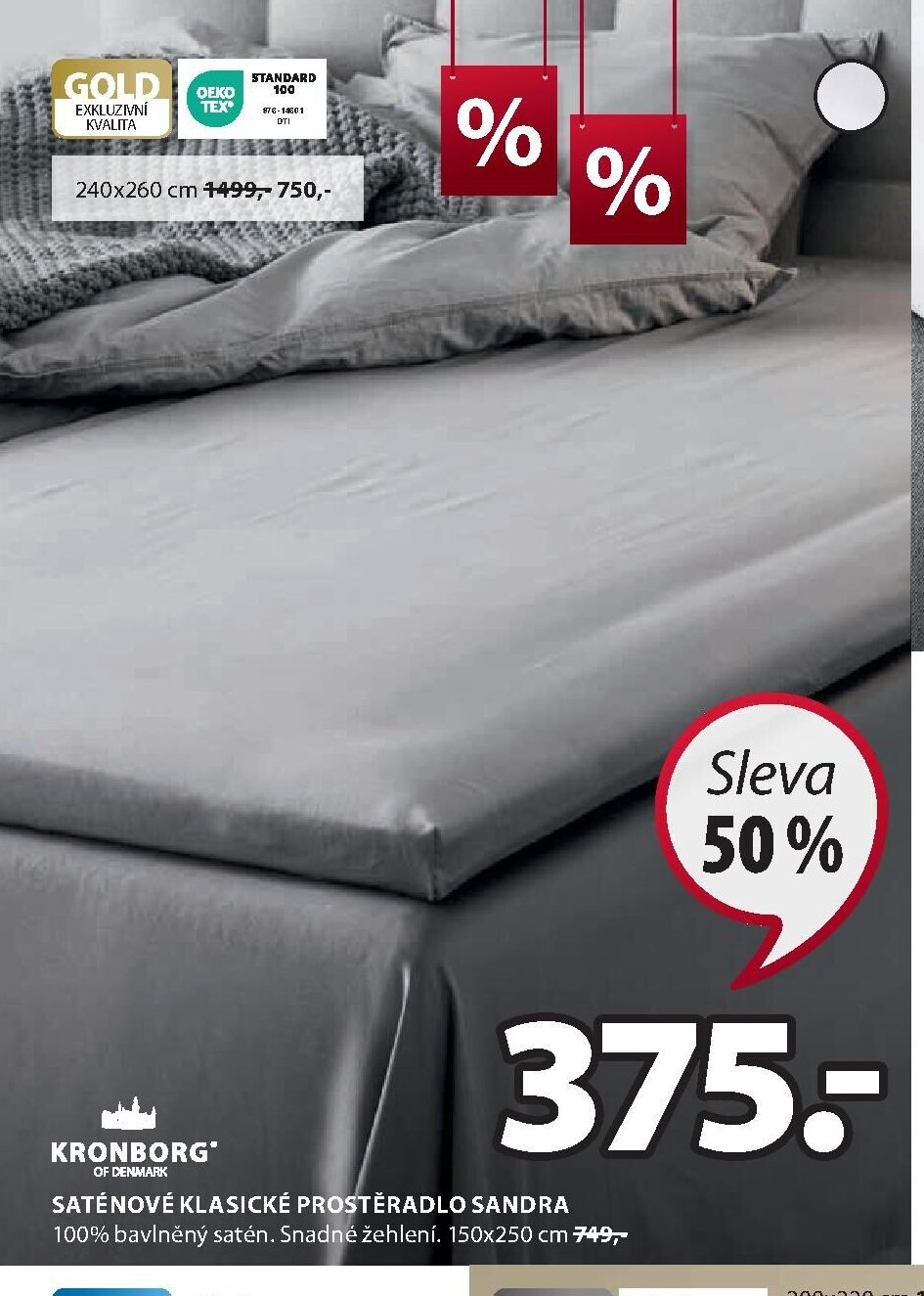 Saténové klasické prostěradlo SANDRA