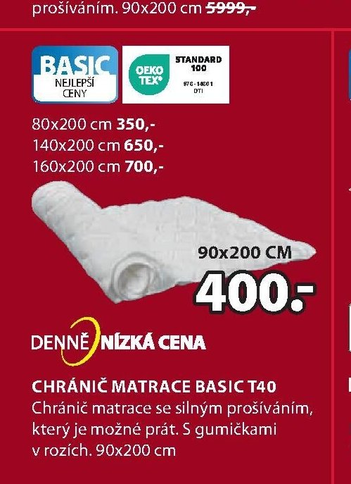 Chránič matrace BASIC T40