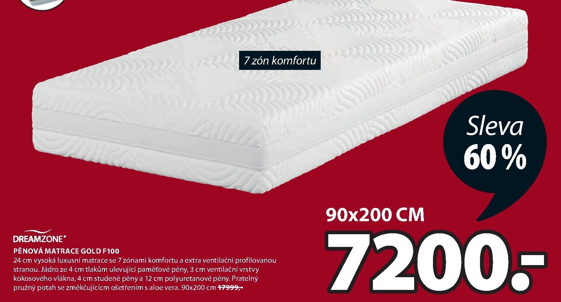 DREAMZONE PĚNOVÁ MATRACE GOLD F100