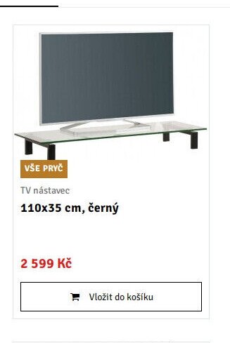 TV nástavec 110x35 cm, černý