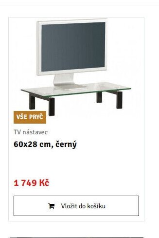 TV nástavec 60x28 cm, černý