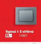 Vypínač ř. 6 stříbrná