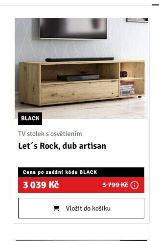 TV stolek s osvětlením Let's Rock, dub artisan