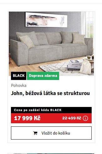 Pohovka John, béžová látka se strukturou
